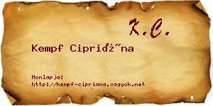 Kempf Cipriána névjegykártya